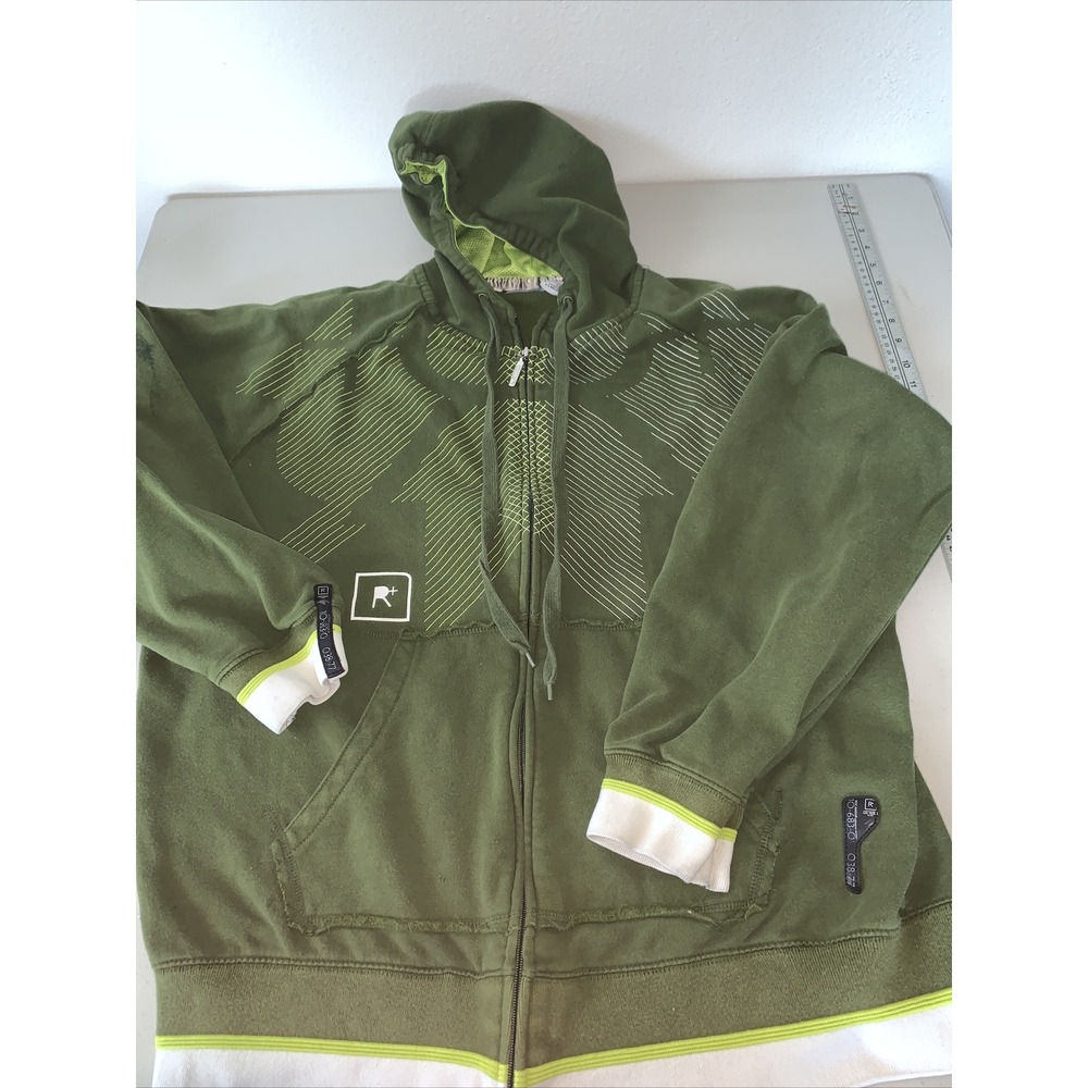 Vintage Rocawear Graphic Zip Up Hoodie Olive Green‎ Rare XL
